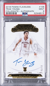 2018-19 Panini Flawless Collegiate #106 Trae Young Signed Rookie Card (#11/25) - PSA MINT 9